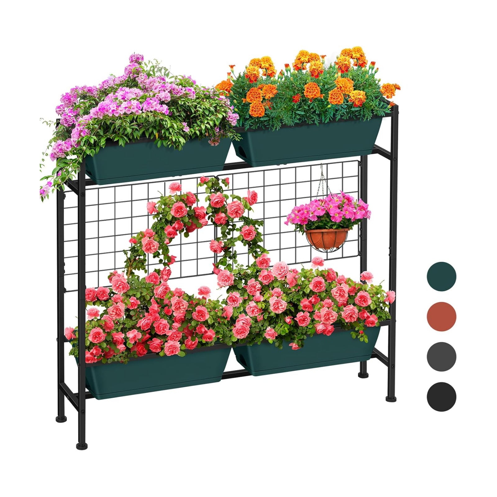 Vertical Raised Garden Beds 32.4" Tall Planter Raised Beds Boxes Patio Herb Garden Planter Outdoor with Metal Fences