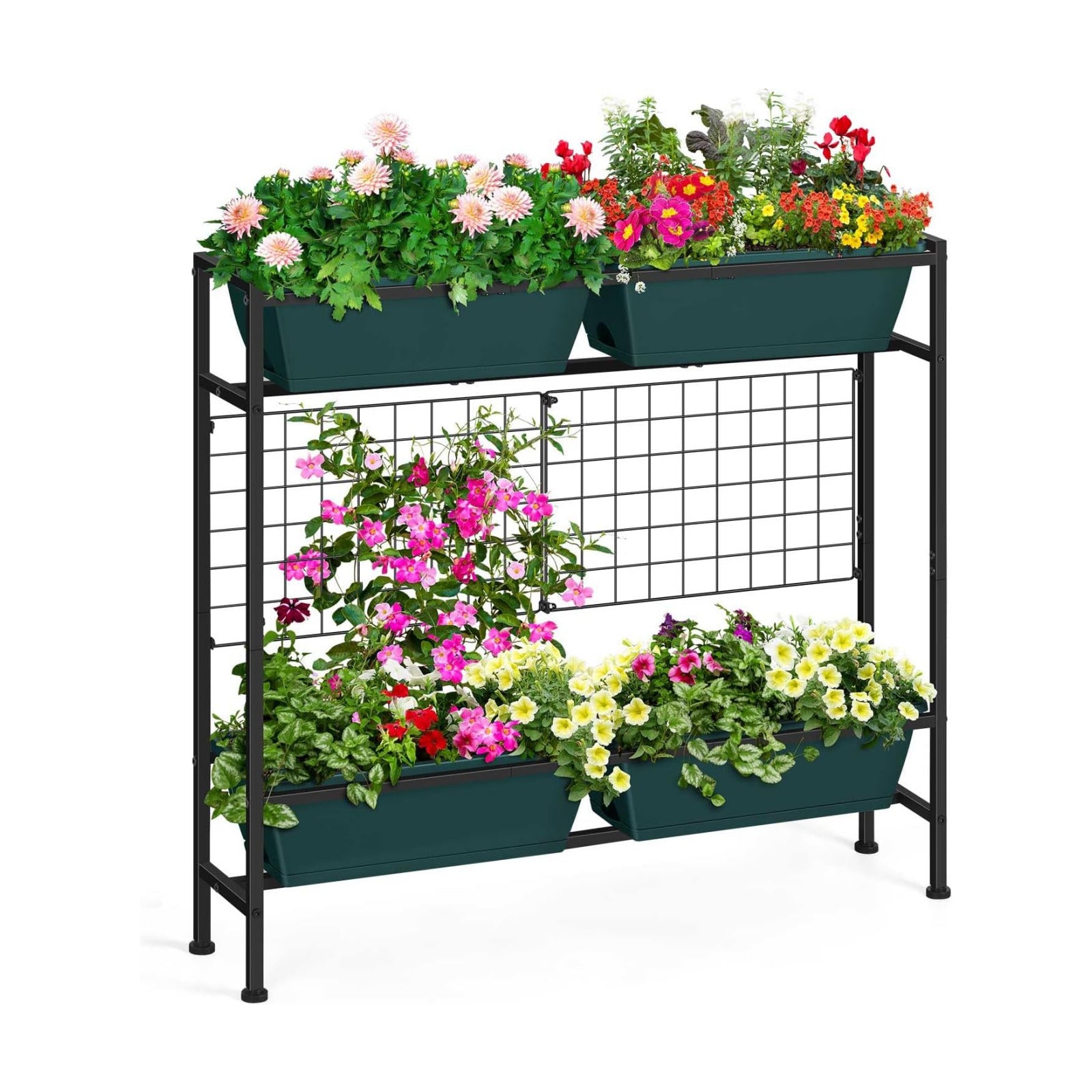 OYEAL Raised Garden Bed with Legs & & Trellis 32" Tall Vertical Herb Garden Planter Indoor Outdoor Elevated Flower Beds