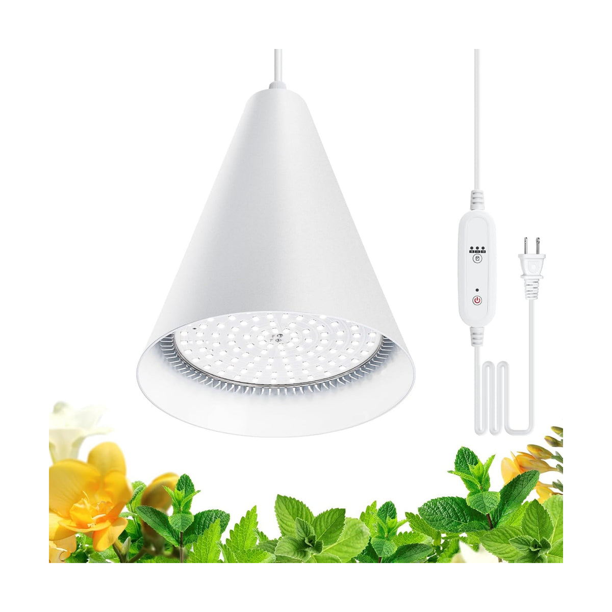 Hanging Grow Light for Indoor Plants, 5000K | 25W Full Spectrum Plant Light, 4H/9H/14H Timer& 16.4FT Power Cord for