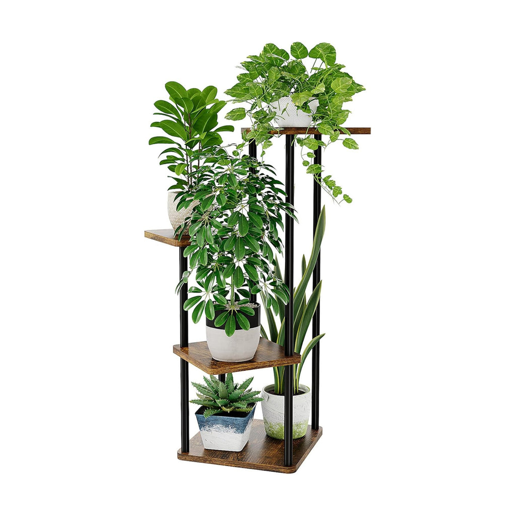 Bamworld Small Plant Stand Corner Plant Shelf for Indoor Plants | 4 Tier Flower Stand Wooden Plant Holder for Balcony