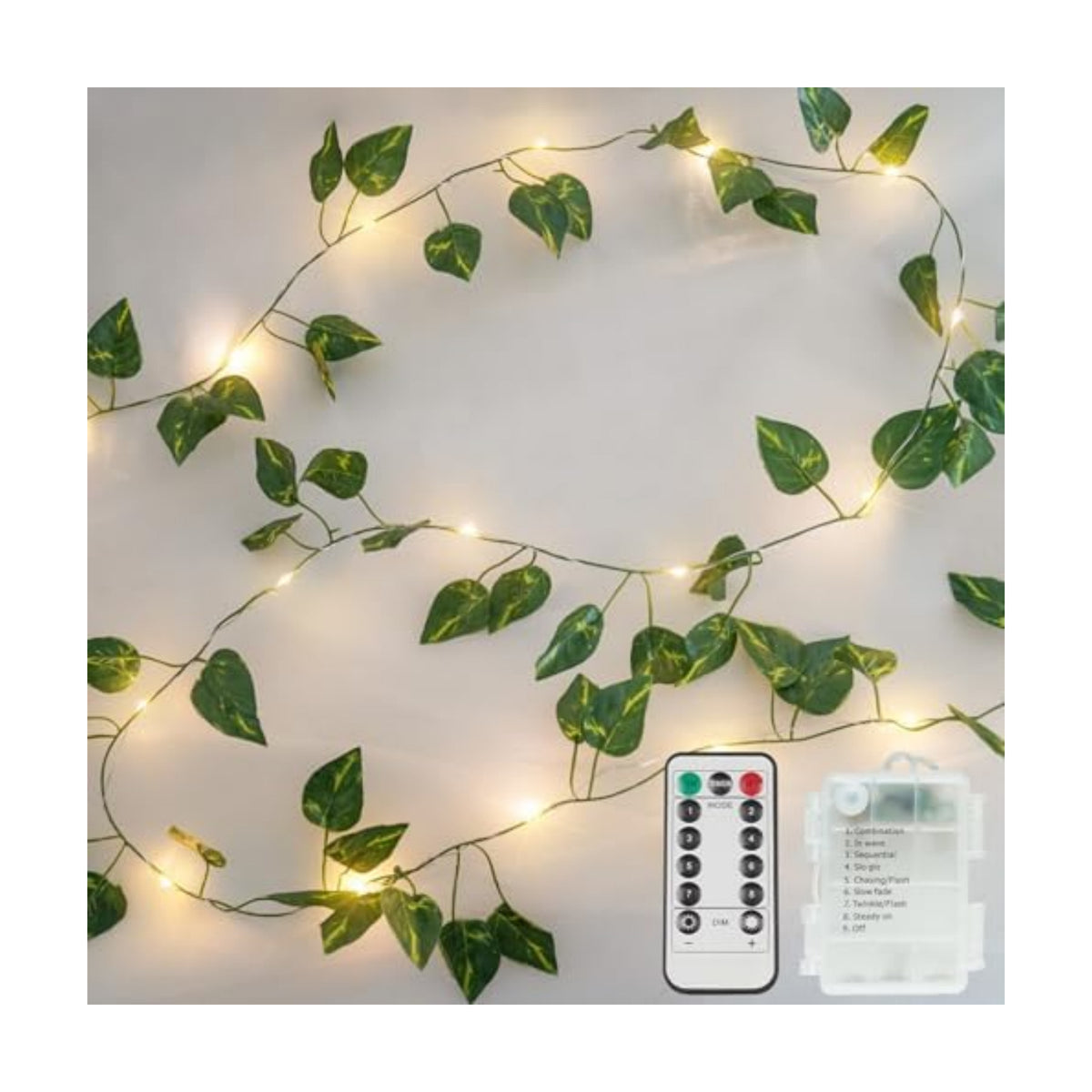 suddus 13.1FT 40LED Pothos Vine with Lights Battery Operated Copper Wire