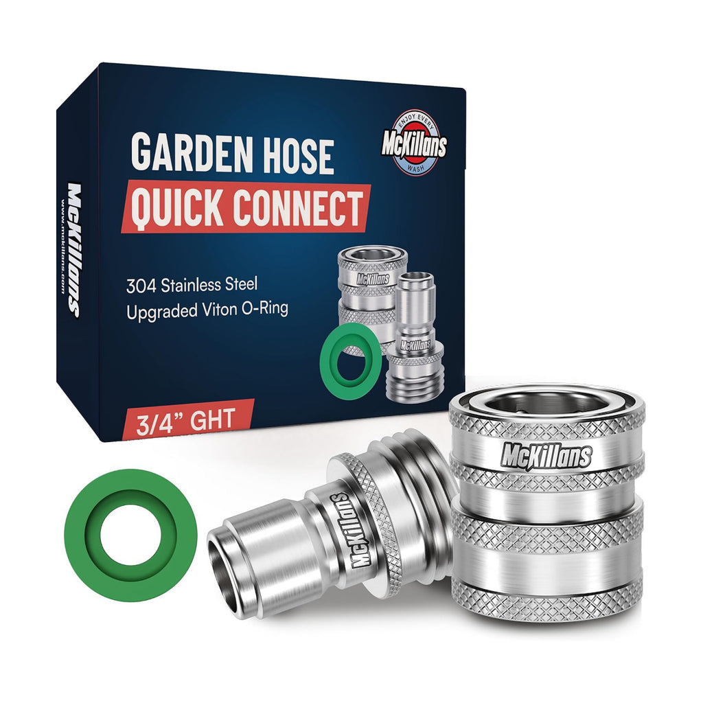 McKillans® Garden Hose Quick Connect Pair [UNIVERSAL FIT] - Stainless Steel Quick Connect Hose Fittings - Water Hose