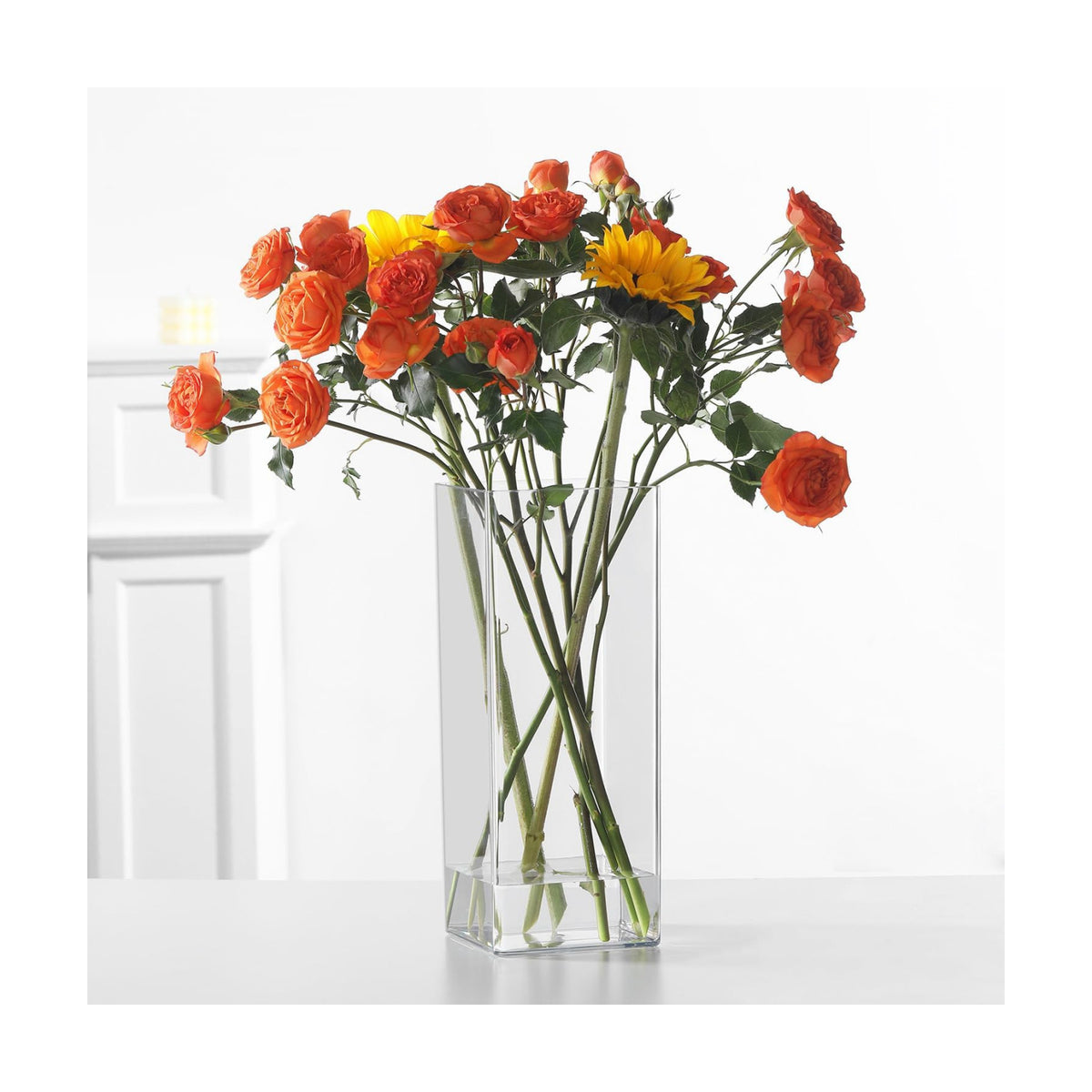 Acrylic Cylinder Vase, Thick Vase, Non-Breakable Plastic, Decorative Centerpiece for Home or Wedding, 3.94"x9.84" Square - Clear