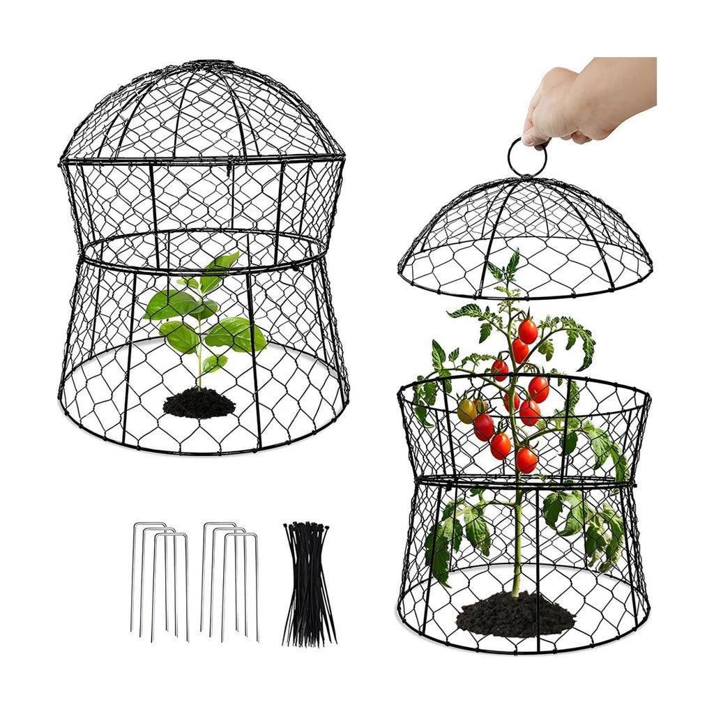 Garden Cloches for Plants 2 Pack Metal Plant Protectors from Animals Chicken Wire Cloche Updated Plant Cages for