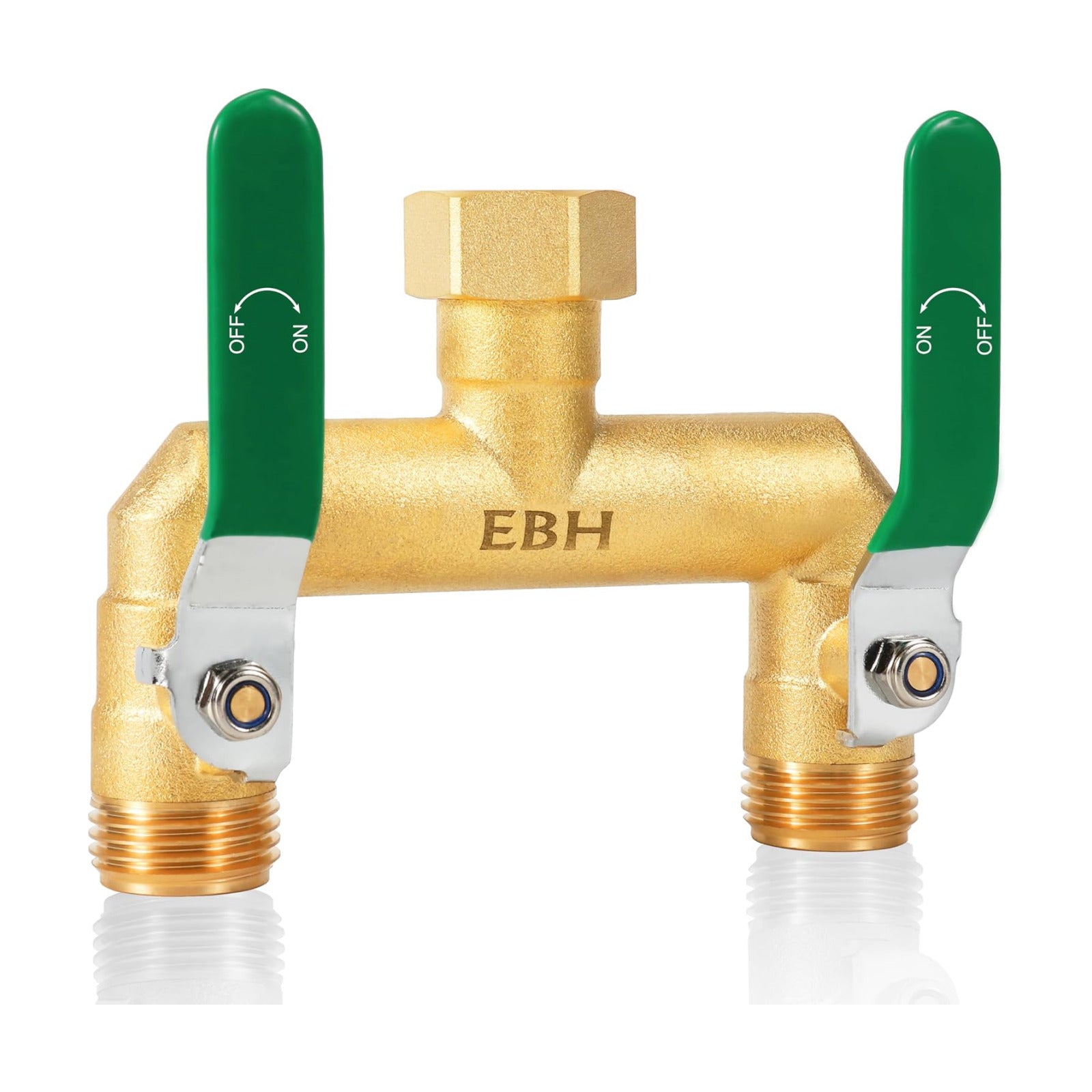 EBH Garden Hose Splitter, 2-Way High Flow Heavy Duty Brass Outdoor Hose Manifold with Extra Long Handles Full Flow