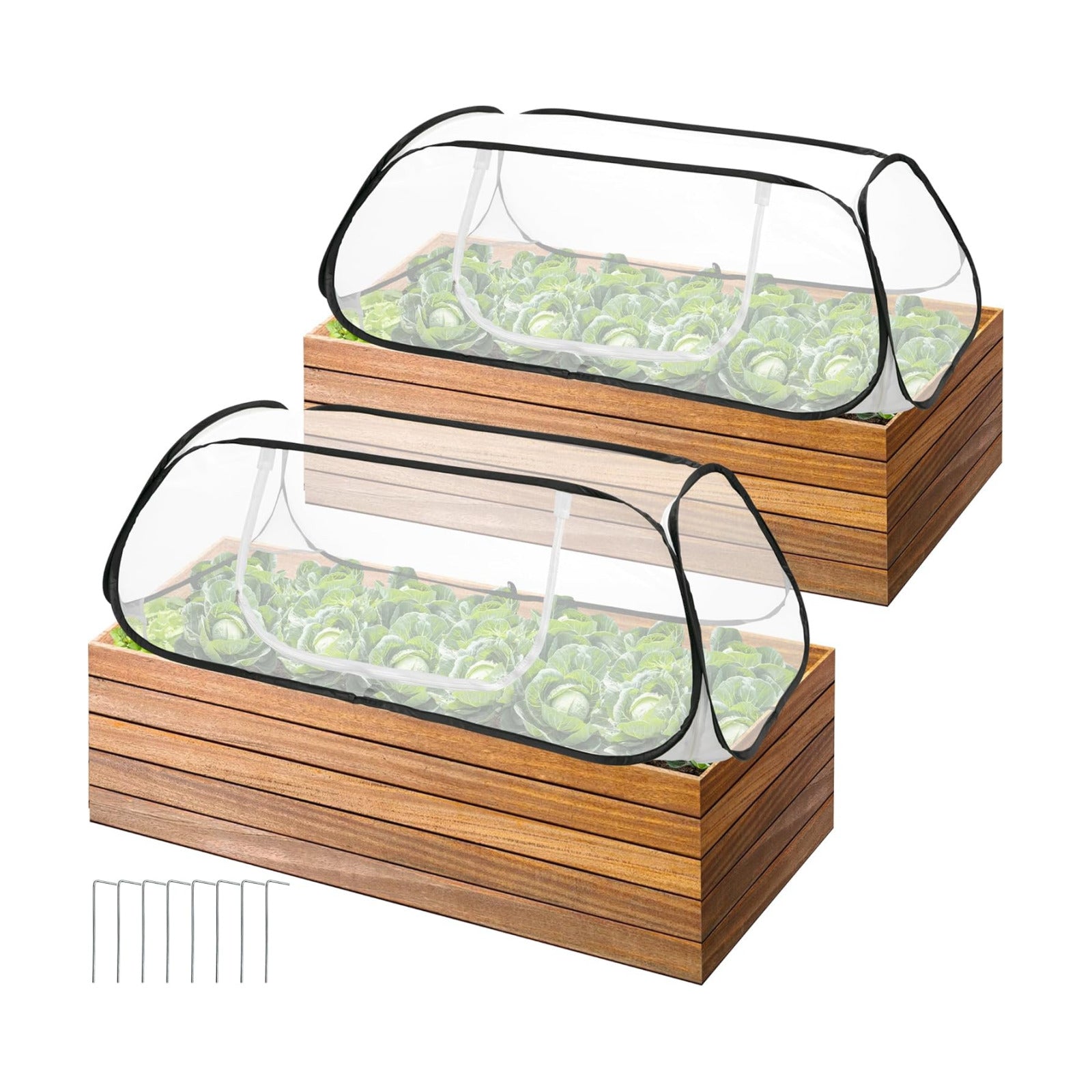 2 Pcs Pop Up Garden Rows Plant Cover,Raised Garden Beds Plants Protector | 46" x 22" x 16" Insect Bird Barrier Plant