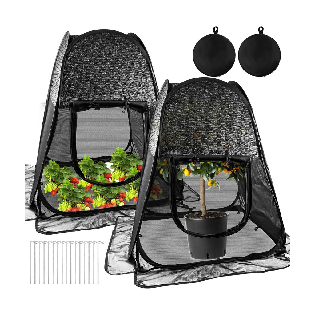 2pack Pop up Plant Shade Tent, Plant Shades for Outdoor Plants Mesh Plant Cover with 8 Stakes Pop up Sunblock Shade