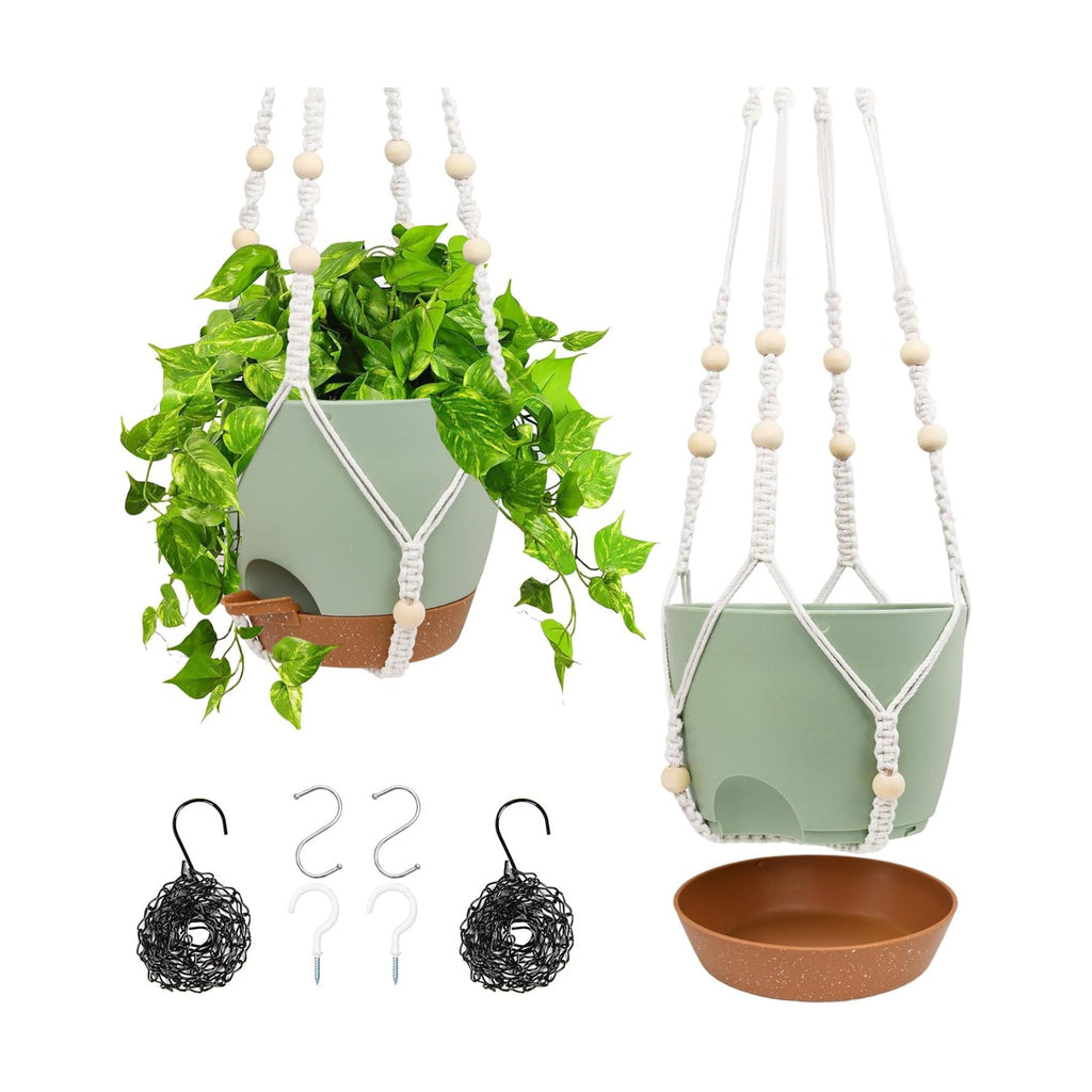 Vanslogreen Hanging Planters for Indoor Outdoor Plants, 2 Pack Self Watering Hanging Pots, Hanging Plant Baskets with