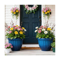 Autodaya 15" Large Planters for Outdoor Plants Set of 2 Plastic Flower Pots | Gradient Blue Finish and 3D Textures
