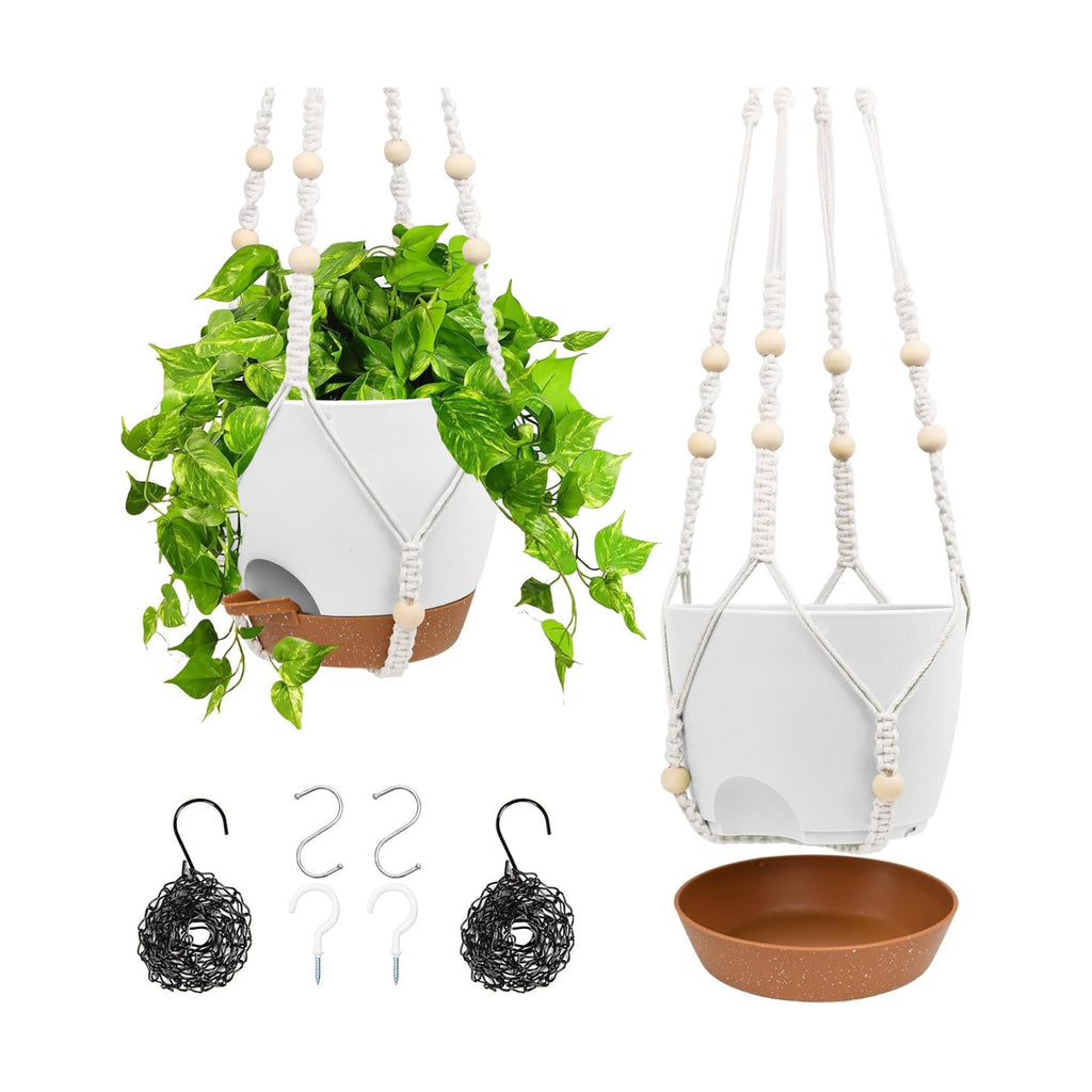Vanslogreen Hanging Planters for Indoor Outdoor Plants, 2 Pack Self Watering Hanging Pots, Hanging Plant Baskets with