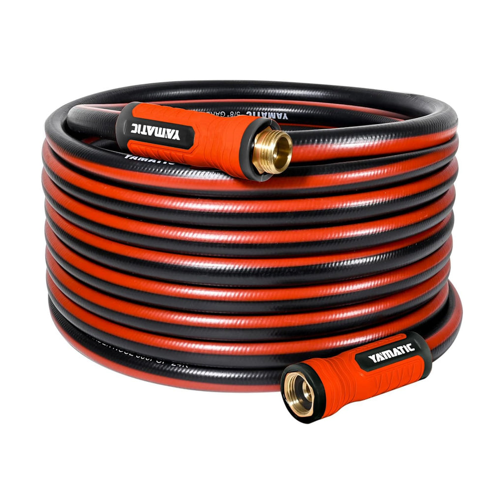 YAMATIC 50ft Flexible Garden Hose 5/8in I.D. with 360° Swivel Brass Handle | 50 FT Heavy Duty Water Hose with 3/4"