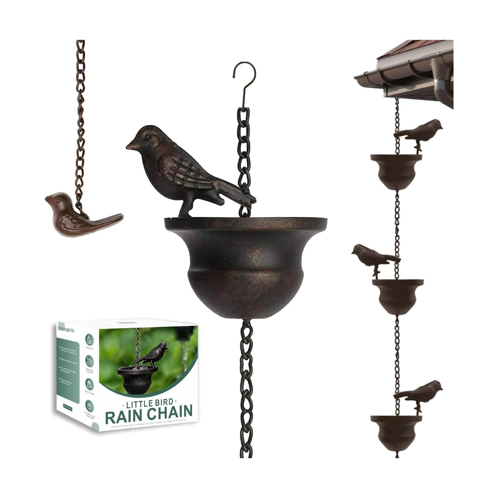 Metal Bird Rain Chain for Gutters, Rust Resistant Outdoor Rain Catcher, Perfect for Heavy Rain, Indoor/Outdoor