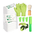 20 Pcs Plants Cleaning Set Include 1 Pair Dusting Gloves 14 Based Wipes 1 Leaf Cleaning Tong with 3 Removable
