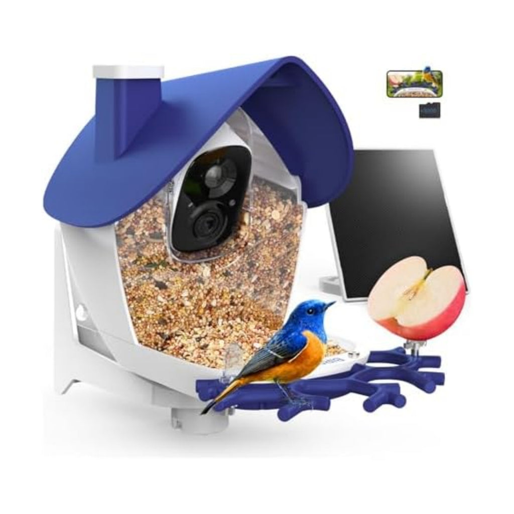 Smart Bird Feeder with Camera Solar Powered 2K HD Live Video with 32GB Card