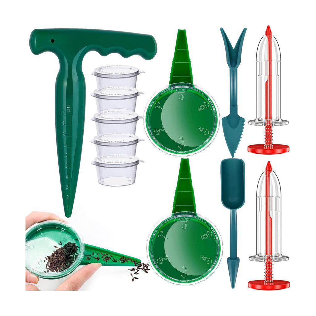 Seed Spreader 12PCS Sowing Seeds Dispenser Set Mini Seed Dispenser for Small Seeds Handheld Seed Planter Tool Seed Dibber Multifunctional Seed Spacer Gardening Tools