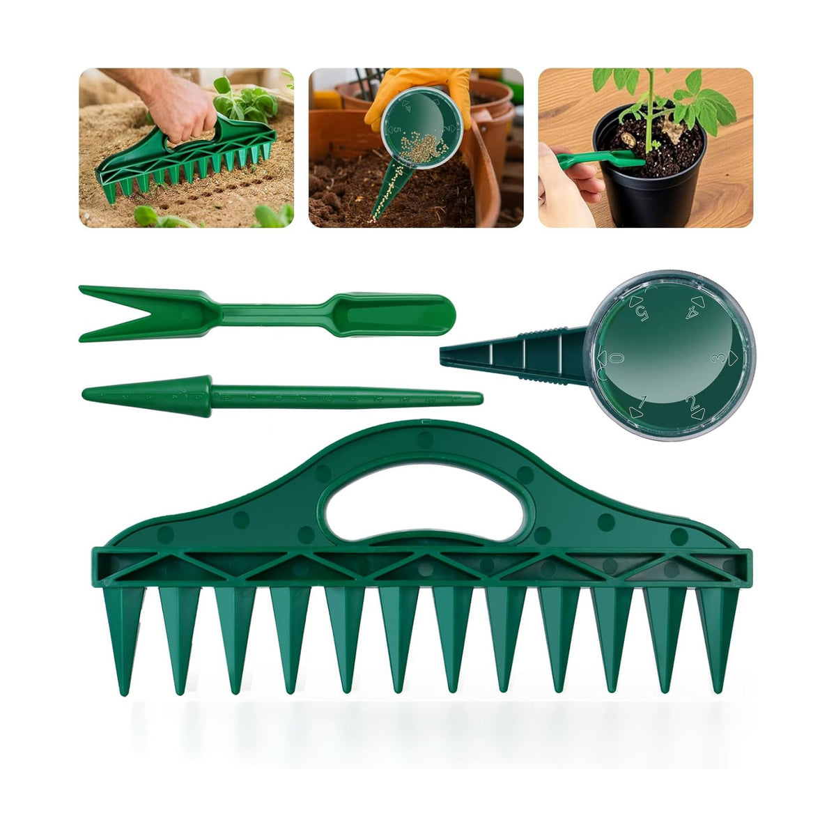 Seed Spreader 4PCS Sowing Seeds Dispenser Set Mini Seed Dispenser for Small Seeds Handheld Seed Planter Tool Seed Dibber Multifunctional Seed Spacer Gardening Tools
