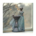 DiliComing Fairy Outdoor Statue Garden Decor with Solar Birdbath 12 Inch | Resin Leaf Girls Birdbath Sculpture