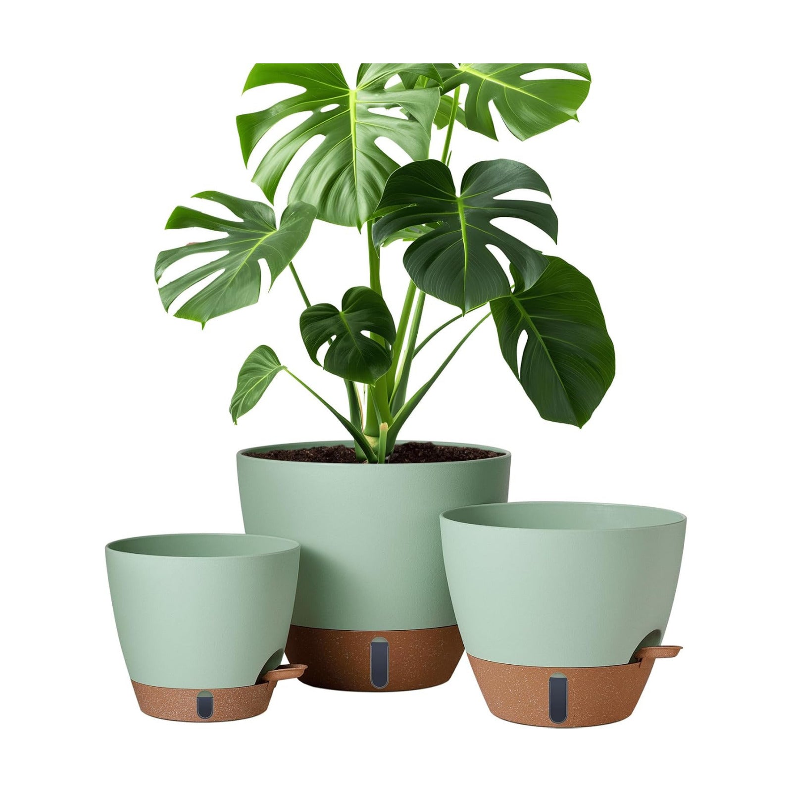 montresor 12/10/8 Inch Self Watering Pots for Indoor Plants Plastic Large Pot for Outdoor Plants, Water Level Window &