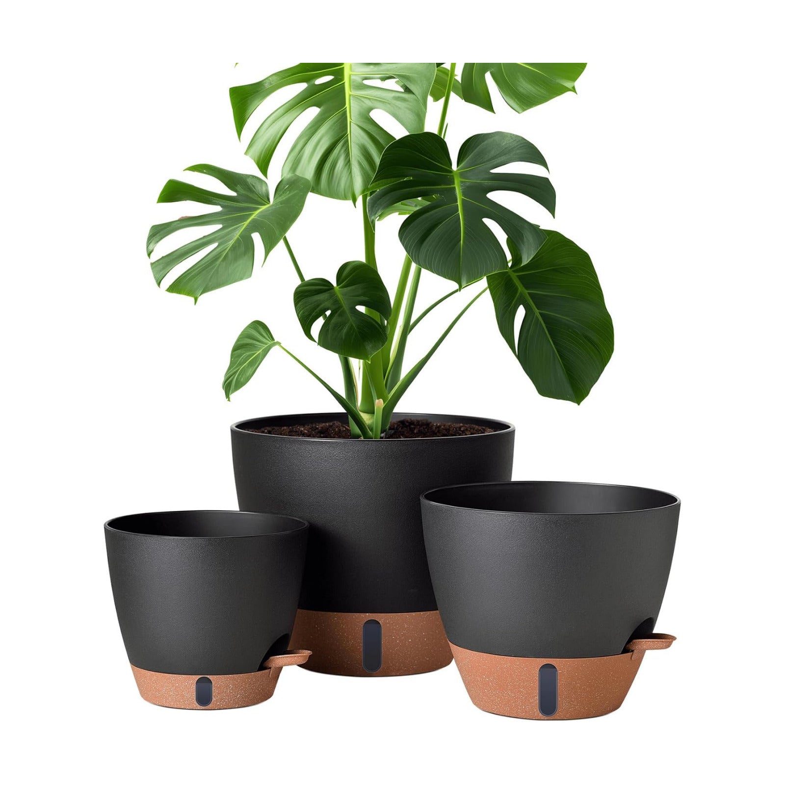 montresor 12/10/8 Inch Self Watering Pots for Indoor Plants Plastic Large Plant Pots for Outdoor Plants, Water Level