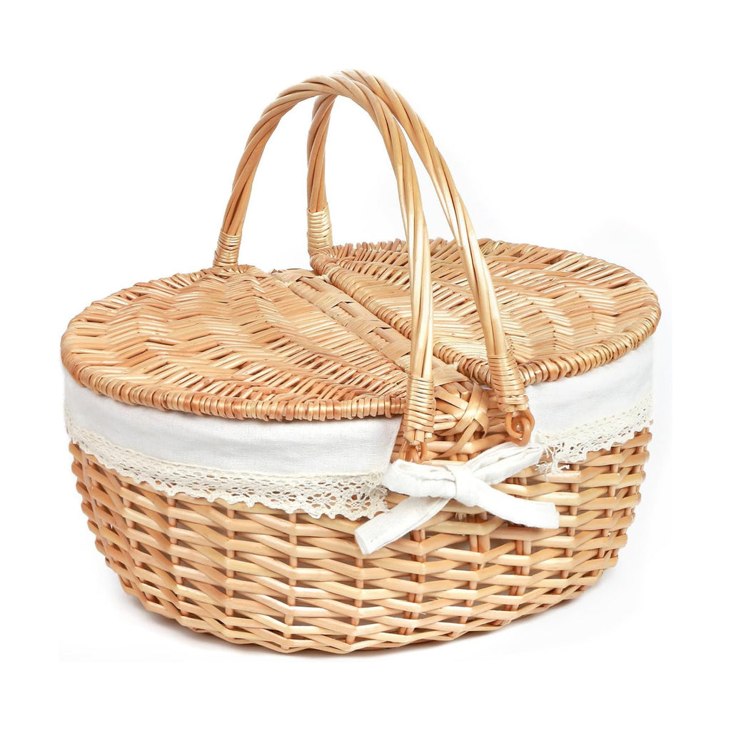 Hap Tim Wicker Picnic Basket for 2 with Lid - Unique Gifts Ideas for Couple, Engagement, Wedding, Bridal Shower