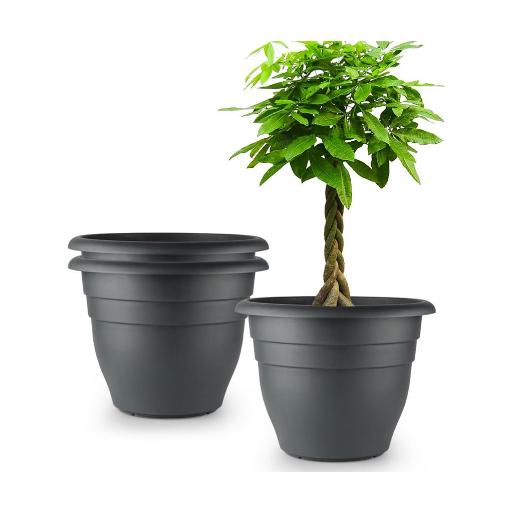 RooTrimmer 3 Pack Large 16 Inch Plastic Plant Pots for Outdoor Plants,Durable & Lightweight Flower Pots with Drainage