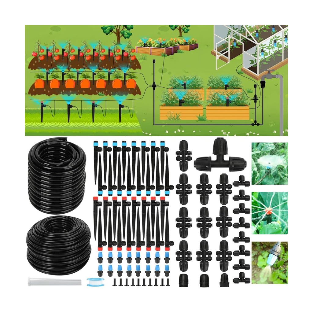 250FT Drip Irrigation Kit – 2026 New Quick-Connect Micro Irrigation System with 1/4'' 1/2'' Tubing, Locking Nozzle