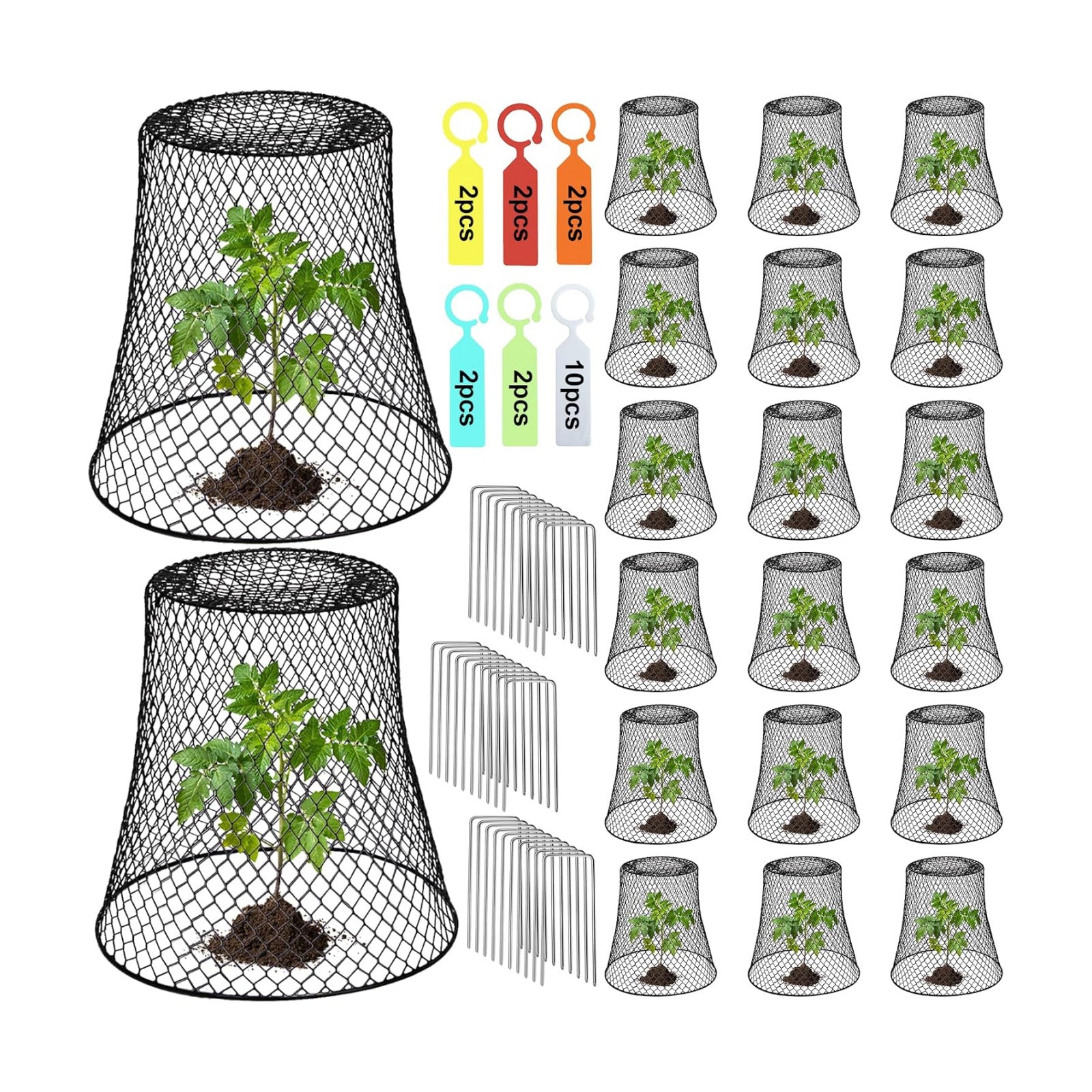 20 Pcs 9"×9" (Multiple Sizes/Quantities Available) Chicken Wire Plant Protectors from Animals, Plant Cage Garden Cloche