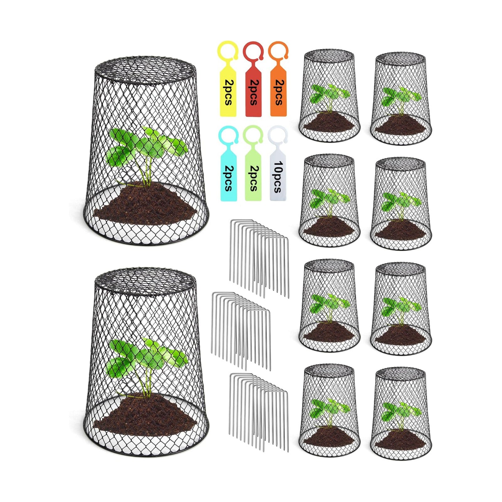 10 Pcs 6.8"×7.4" (Multiple Sizes/Quantities Available) Seedling Plant Protectors from Animals, Chicken Wire Plant Cage
