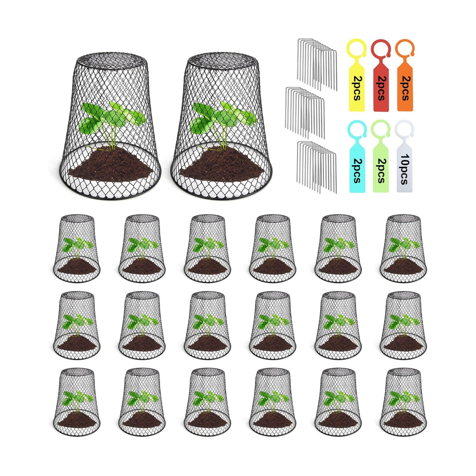20 Pcs 6.8"×7.4" (Multiple Sizes/Quantities Available) Seedling Plant Protectors from Animals, Chicken Wire Plant Cage