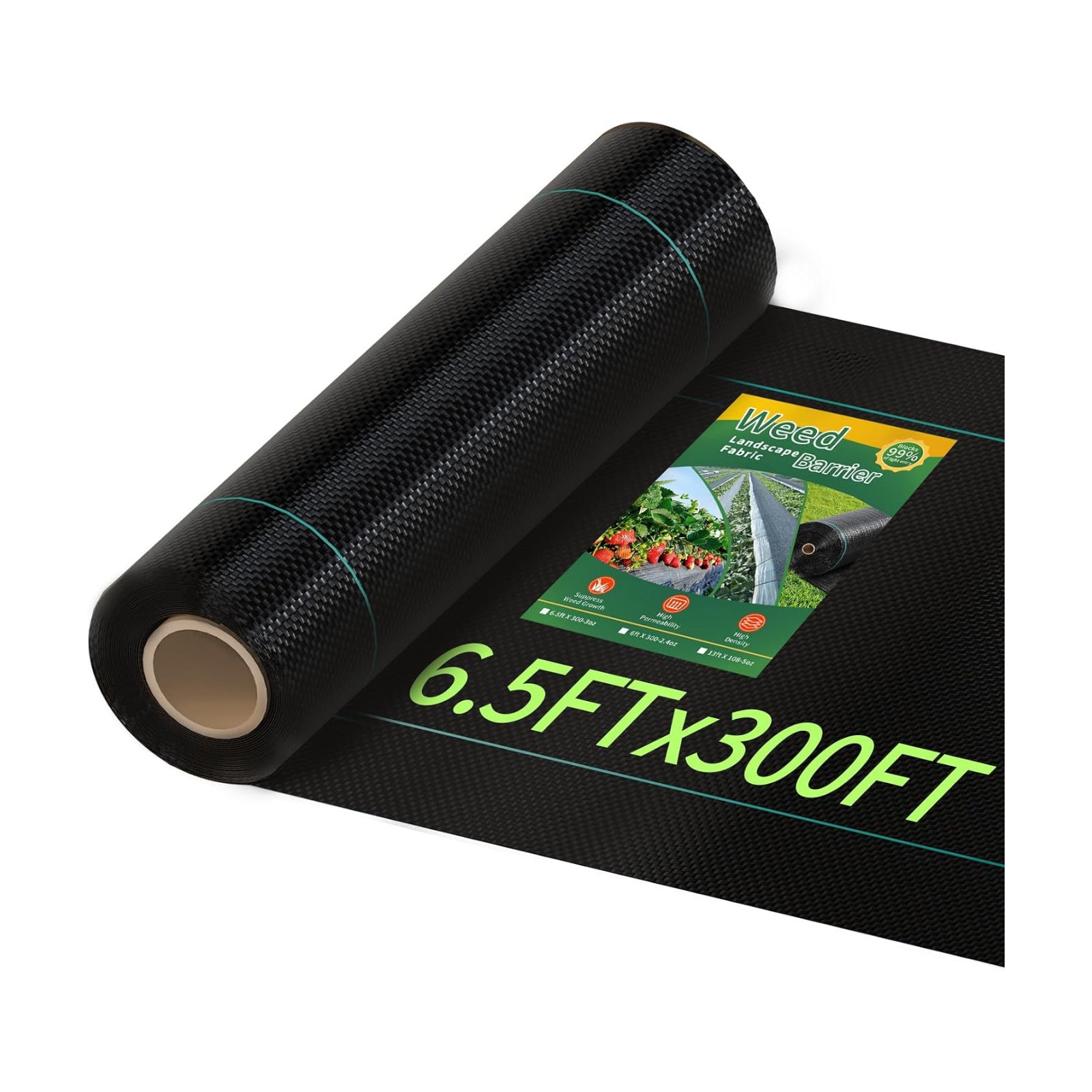 Pterying 6.5x300ft Weed Barrier Fabric, 3oz Heavy Duty for Garden Driveway | Outdoor Ground Cover for Yard, Woven
