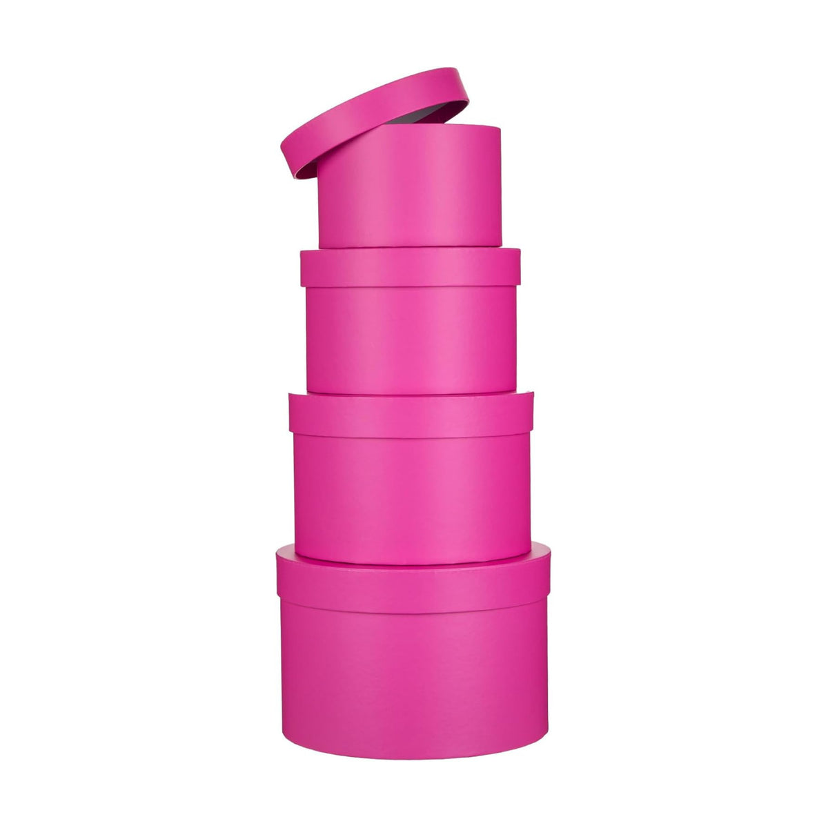 Round Gift Boxes with Lids Flower Boxes for Arrangements Hot Pink Round Box Set of 4 Nesting Gift Boxes with Lids for Flowers Arrangements Empty, Bridesmaid, Proposal, Wedding, Birthday, Party Favor