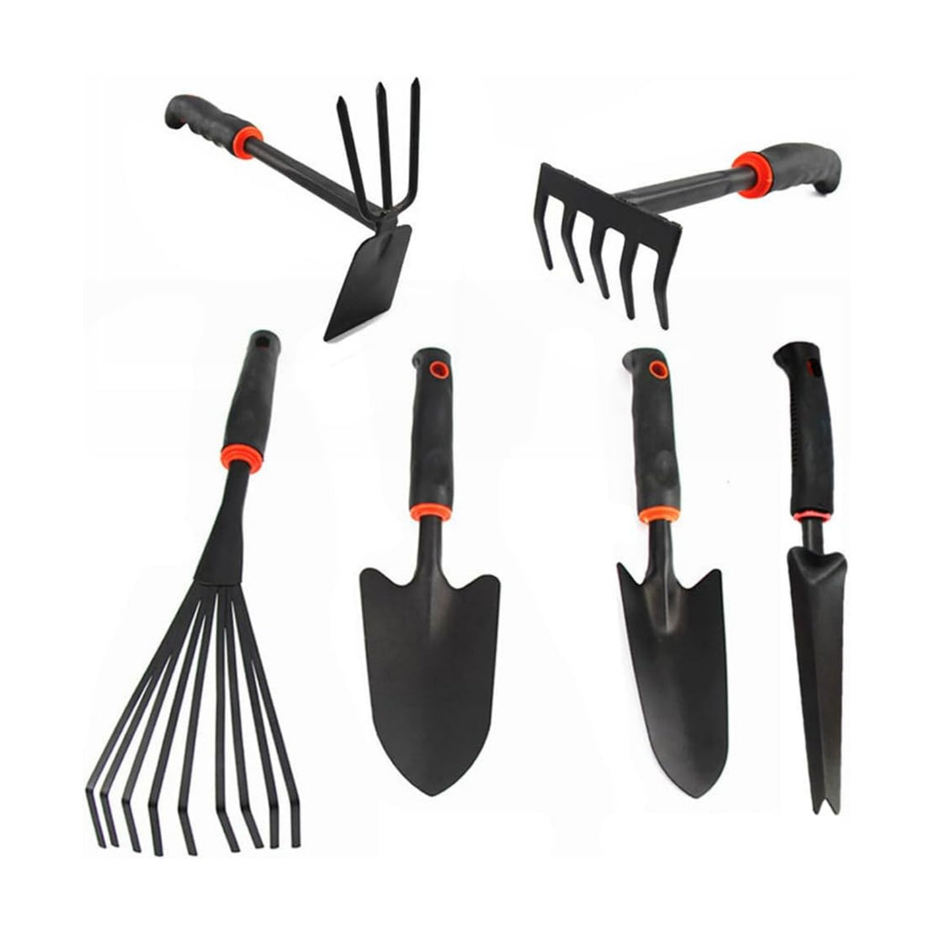 Large Garden Tool Set with Non-Slip Rubber Handle - 6 Piece Heavy Duty, Gardening Hand Tools, Sturdy Durable, Classic