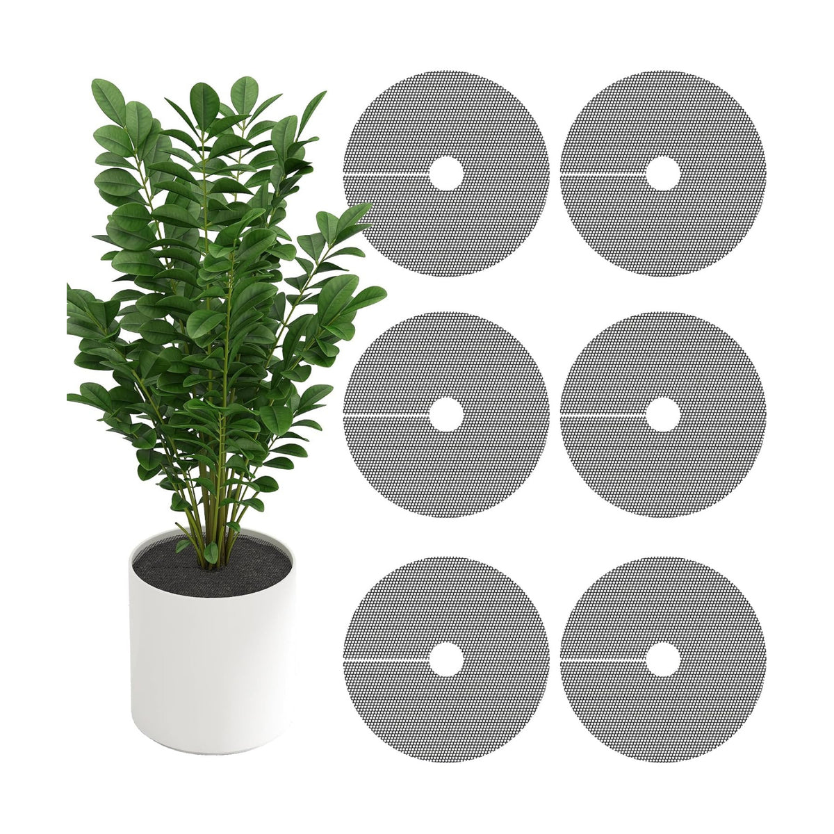 Adnee 6 Pcs Plant Pot Grids, 12" Cuttable Round Planter Pots Soil Guard