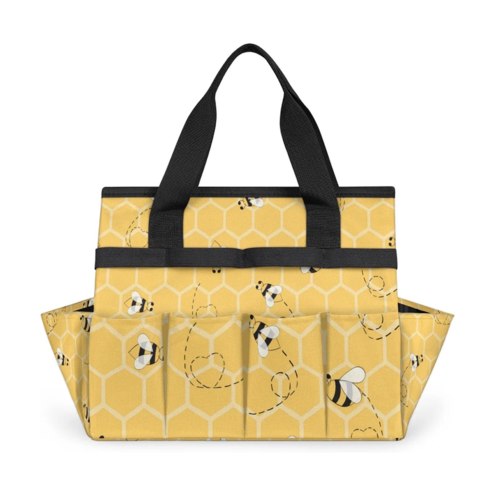 Yellow Bee Gardening Tool Bag,Heavy Duty Garden Tote Bag,Portable Oxford Gardening Storage Basket Organizer Handbag