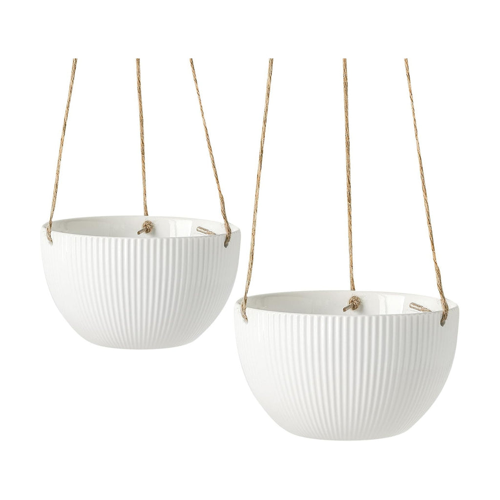 UBEE Ceramic Hanging Planters Indoor Outdoor, 7.5 Inch + 6.5 Inch Hanging Flower Pot for Plants Hanging Basket for