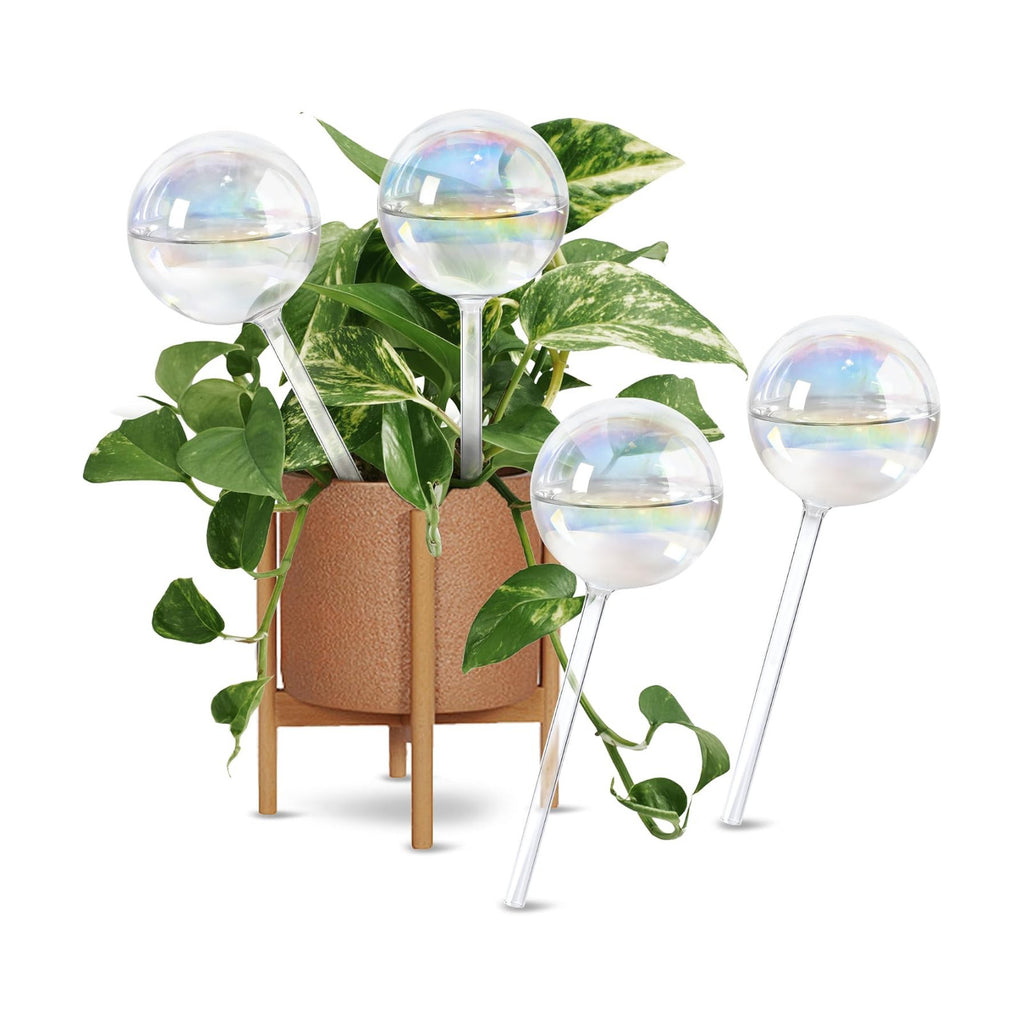 Large Self Watering Globes,Glass Automatic Plant Waterer for Vacation/Daily | Rainbow Gradient Glass Spikes,Slow