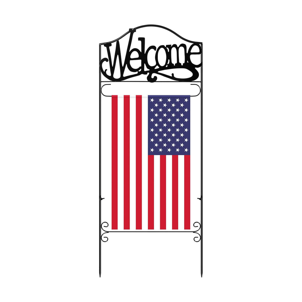 CroBlissful Garden Flag Holder Stand Garden Yard Flag Pole Stake Fits Max 14 x 25 Inch for Outside House Yard Lawn
