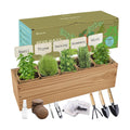 5 Herb Garden Planter Indoor with Wooden Box, Home Kitchen Seed Starter Kit Including Basil, Thyme, Parsley, Rosemary