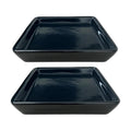 Square Ceramic Plant Saucer Tray 2 Pcs 5 6 Inch Black, 6.6" OD x5.5 ID x1.1 Deep, Sturdy Heavy Duty Glazed Planter Drip