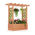 HAPPYGRILL Raised Garden Bed with Trellis & Hanging Roof, Drainage Holes | Wooden Elevated Planter Box w/Removable