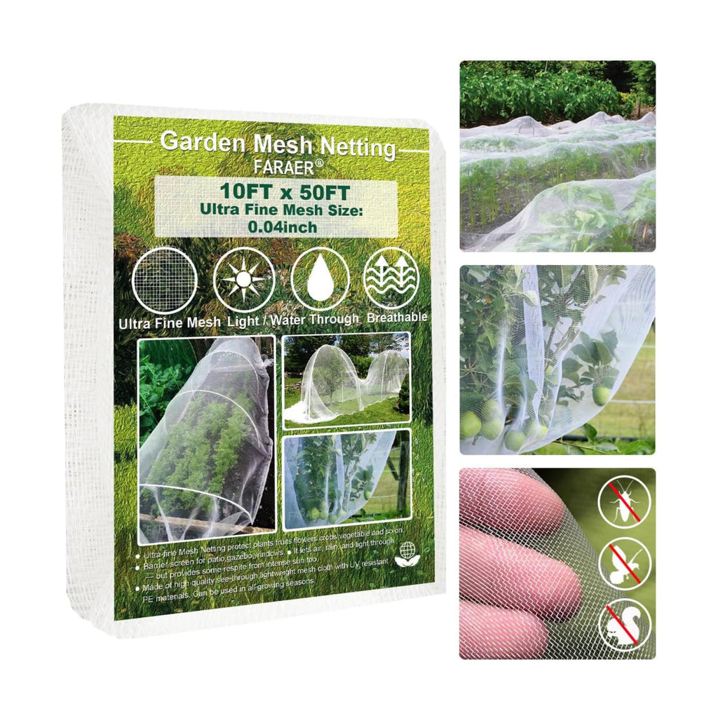 Garden Pest Netting, 10x50Ft Insect Barrier Plant Covers Net | Ultra Fine Mesh Protection Netting for Vegetable Fruits