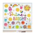 Whaline 9 Sheets Summer Cartoon Sun Window Cling Stickers Boho Sun Sunshine Window Decals Shine Bright Reusable Decoration for Back to School Party Home Classroom