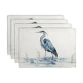 Coastal Placemats Set of 4 Summer Ocean Heron Place Mats 12x18 Inch Nautical Beach Sea Bird Pelican Table Mat Heat Resistant Non Slip Washable Linen Fabric Kitchen Dining Placemat