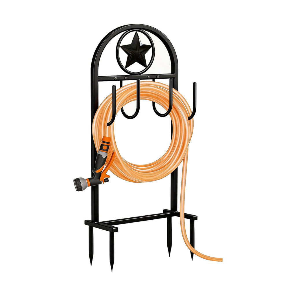 Garden Hose Holder,100ft Capacity Hose Reel,Star Style | Upgraded Metal for Stronger and Stable,Heavy Duty Water Hose