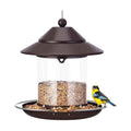 Bird Feeders for Outdoors, Hanging Small Metal Roof Bird Feeder with Clear Tube Seed Capacity for Viewing Cardinal Finch, Wild Birdfeeders for Outside Garden Yard Decoration (2lb:Brown)