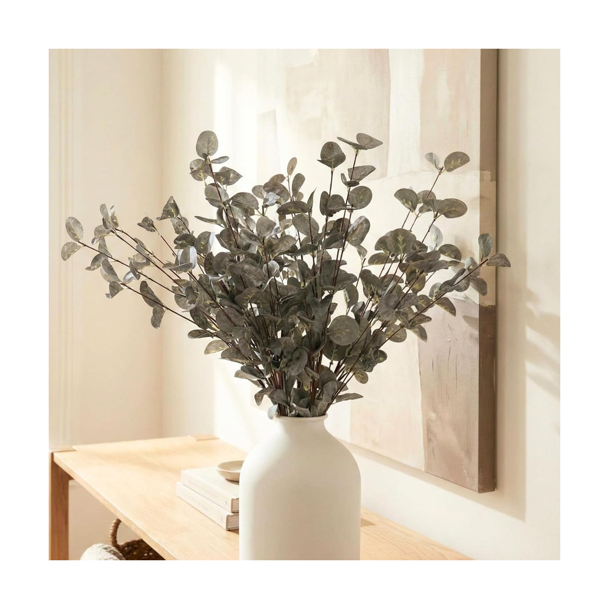 6 Branches Artificial Long Eucalpytus Stems For Tall Vase, Real Look