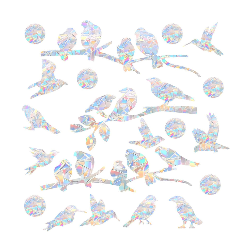 72Pcs Birds Window Stickers Prevent Birds from Hitting Windows, Rainbow Sun Catcher Stickers No Glue Required, Non-Adhesive Reusable Vinyl Rainbow Stickers