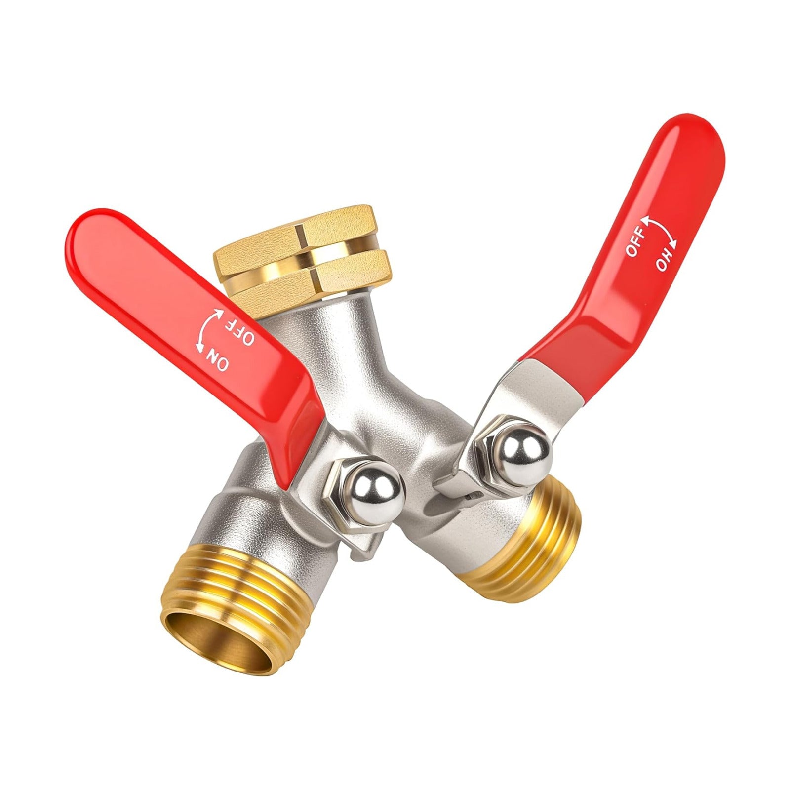 Hose Splitter 2 Way, High Flow Garden Hose Splitter, 3/4” Ght Inlet Brass Heavy Duty Hose Converter, Full Flow water 2