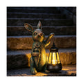 Solar Garden Statues -Rabbit Lantern Outdoor Handmade Resin Statue with LED Light, Cute Carrot Holder for Patio, Yard