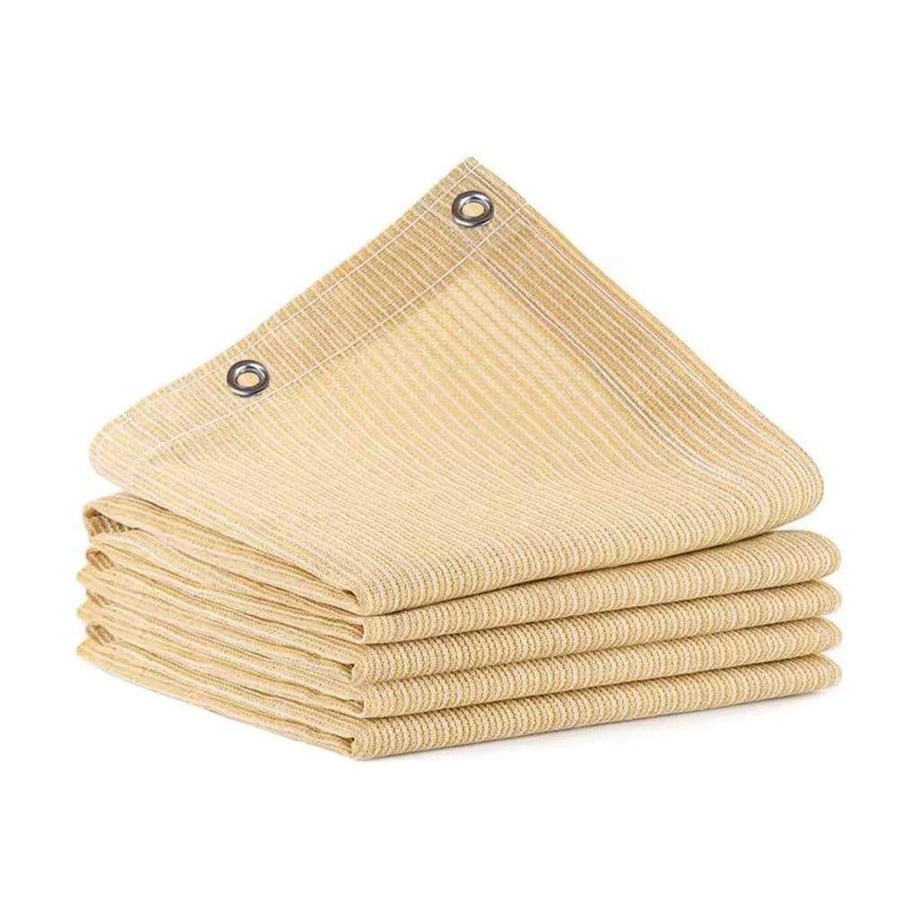 10x20 FT Shade Cloth, 90% UV Block, 200GSM HDPE Fabric | Breathable Beige Sun Shade Screen with Grommets for Patio